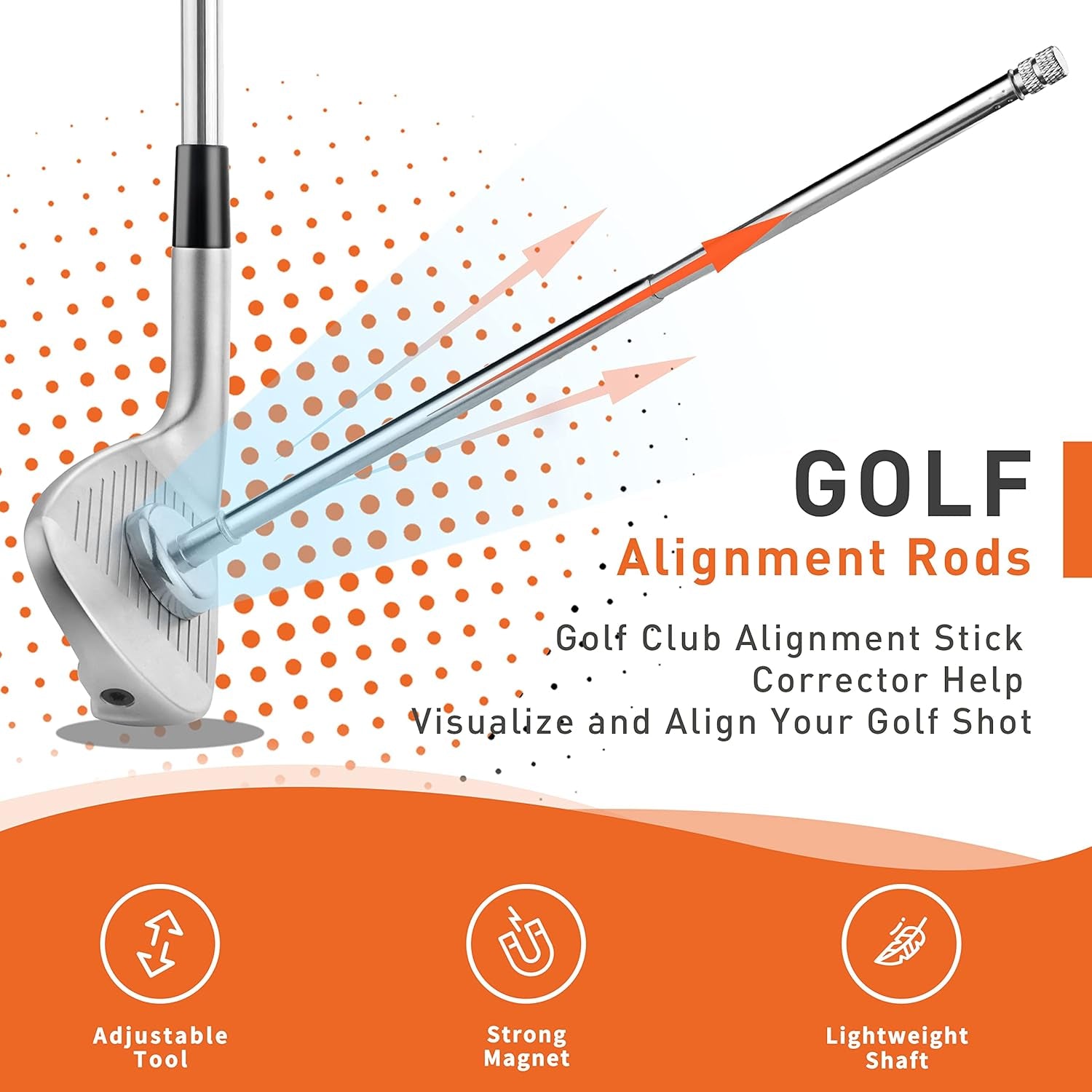 Golf Swing Trainer Aid, Golf Alignment Rods Golf Club Alignment Stick Corrector Help Visualize and Align Your Golf Shot Golf Alignment Aids