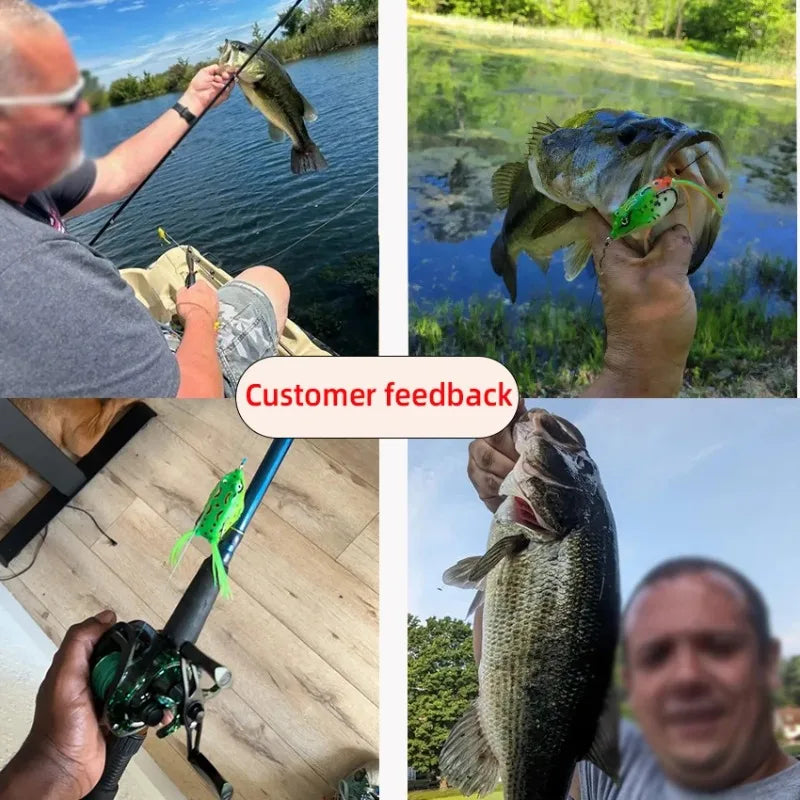 Aorace 5Pcs 6G 13G Frog Soft Lure Tube Bait Plastic Fishing Lure with Fishing Hooks Topwater Ray Frog Artificial 3D Eyes