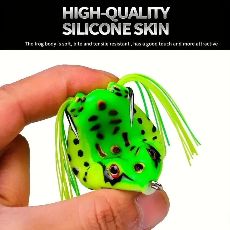 Aorace 5Pcs 6G 13G Frog Soft Lure Tube Bait Plastic Fishing Lure with Fishing Hooks Topwater Ray Frog Artificial 3D Eyes