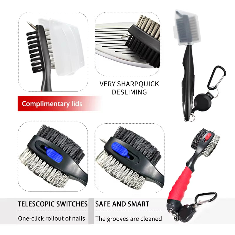 Golf Club Brush Golf Groove Cleaning Brush 2 Sided Golf Putter Wedge Ball Groove Cleaner Kit Cleaning Tool Golf Accessories