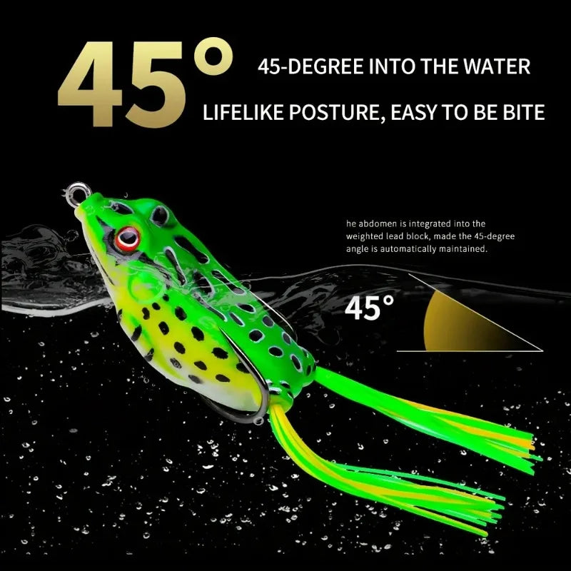 Aorace 5Pcs 6G 13G Frog Soft Lure Tube Bait Plastic Fishing Lure with Fishing Hooks Topwater Ray Frog Artificial 3D Eyes